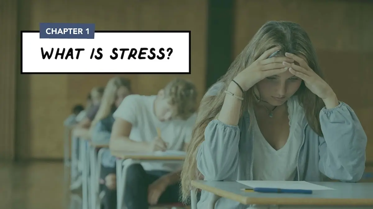 Teenagers in school sitting at their desks stressed during a test